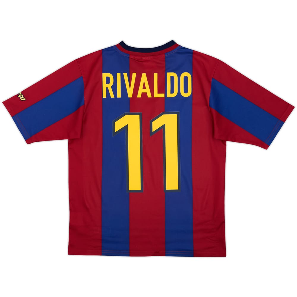 1998-00 Barcelona Basic Home Shirt Rivaldo #11 - 10/10 - (XL.Boys)