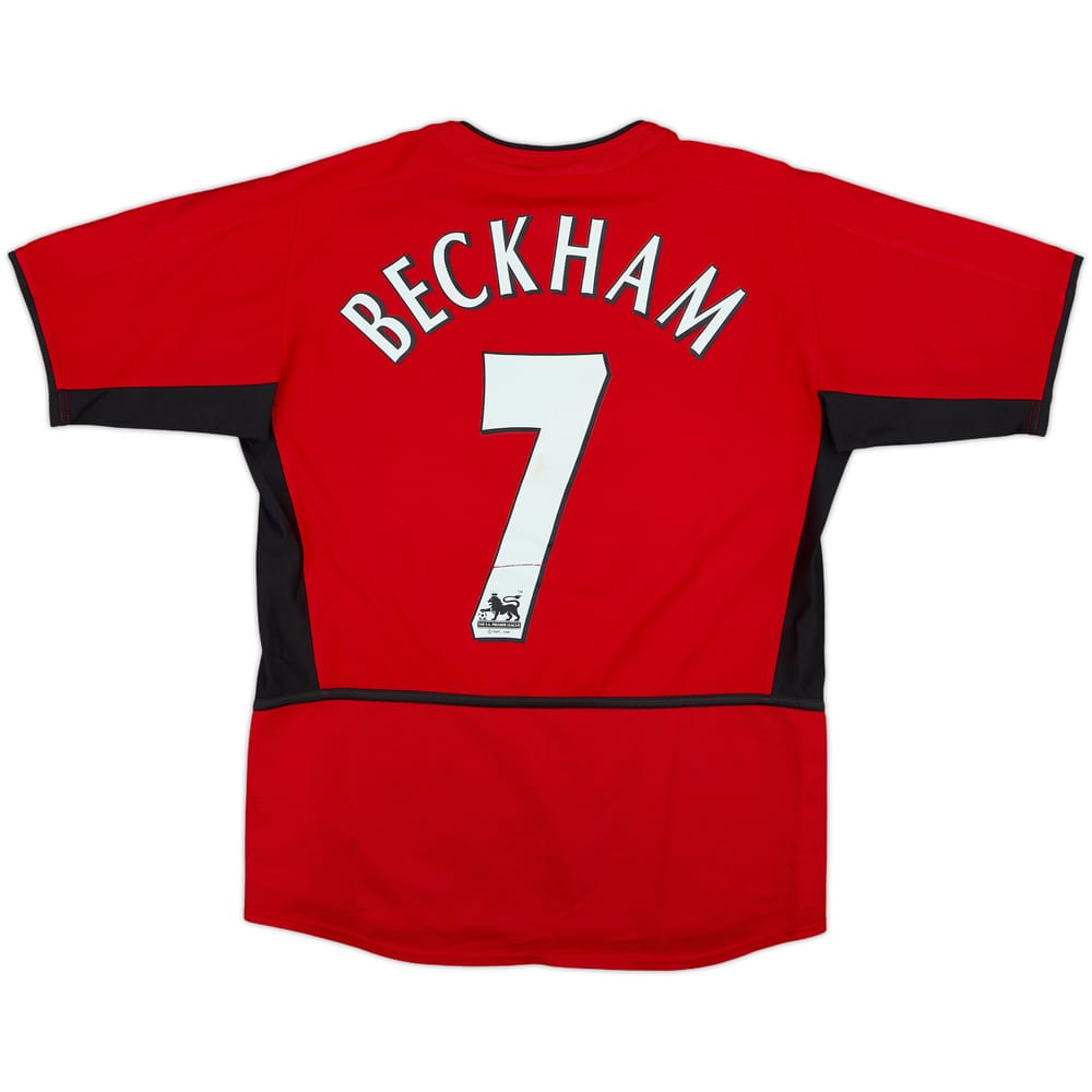 2002-04 Manchester United Home Shirt Beckham #7 - 6/10 - (L.Boys)