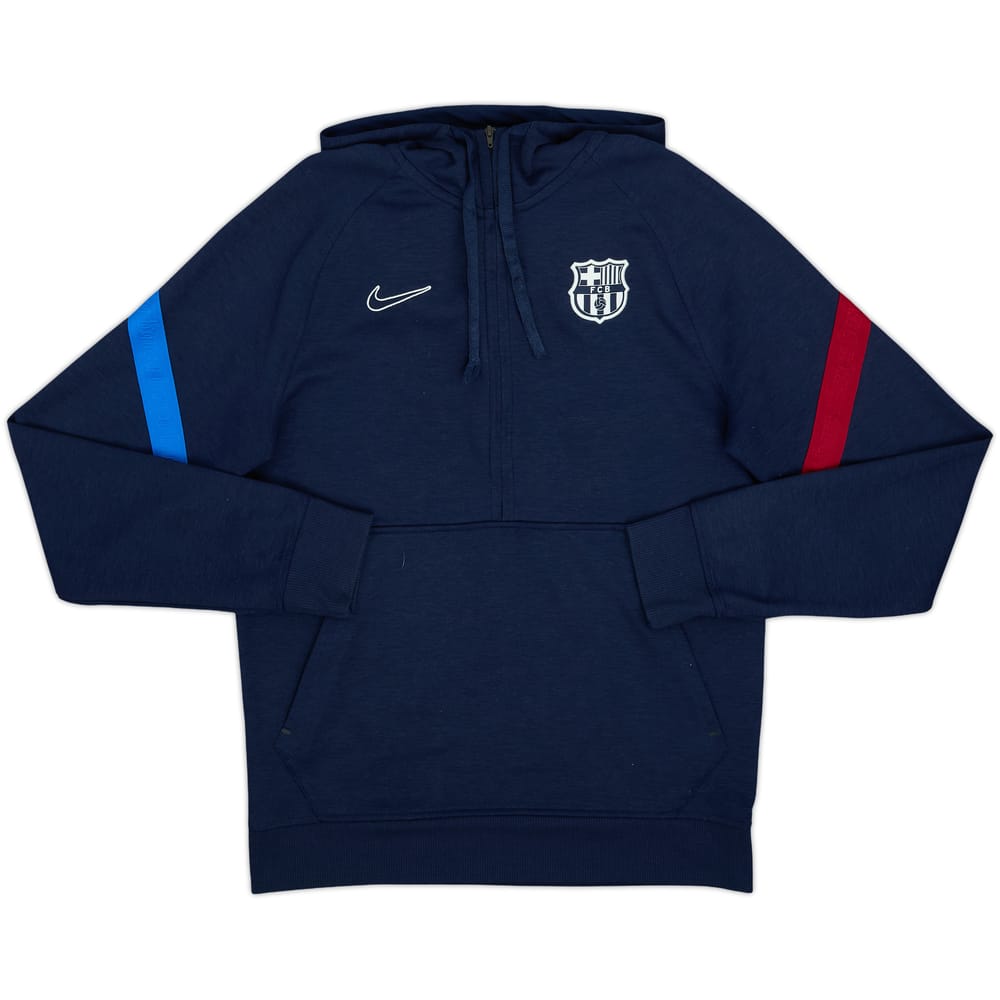 2021-22 Barcelona Nike 1/2 Zip Hooded Sweat Top - 8/10 - (S)