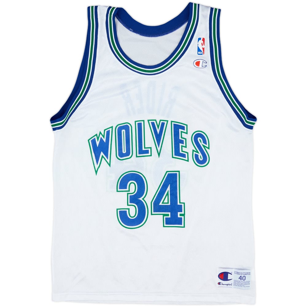 1993-95 Minnesota Timberwolves Rider #34 Champion Home Jersey - 9/10 - (M)