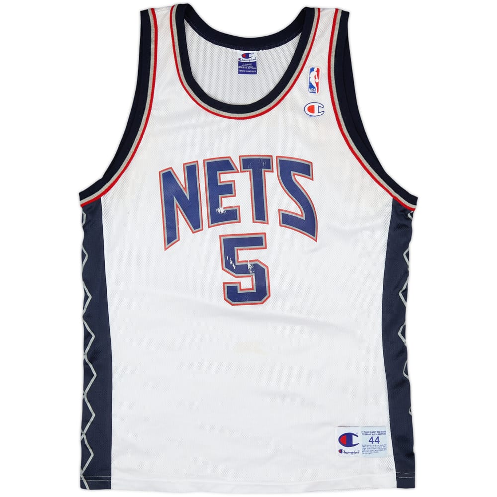2001-02 New Jersey Nets Kidd #5 Champion Home Jersey - 5/10 - (L)