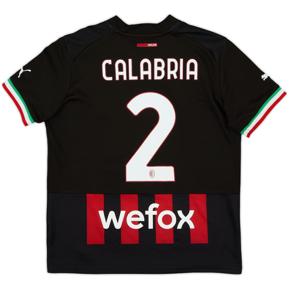 2022-23 AC Milan Home Shirt Calabria #2 - 8/10 - (M.Boys)