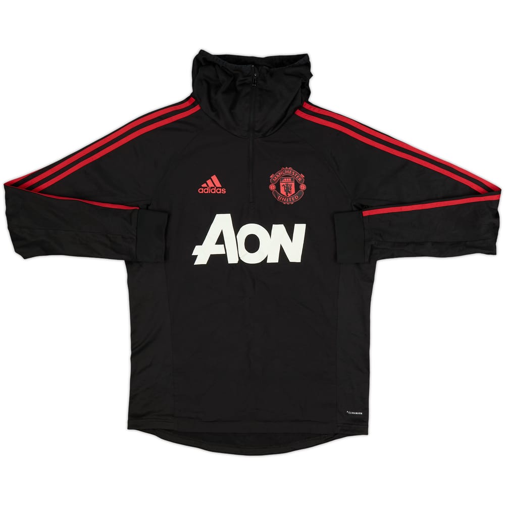 2018-19 Manchester United adidas Hooded 1/4 Zip Drill Top - 8/10 - (S)