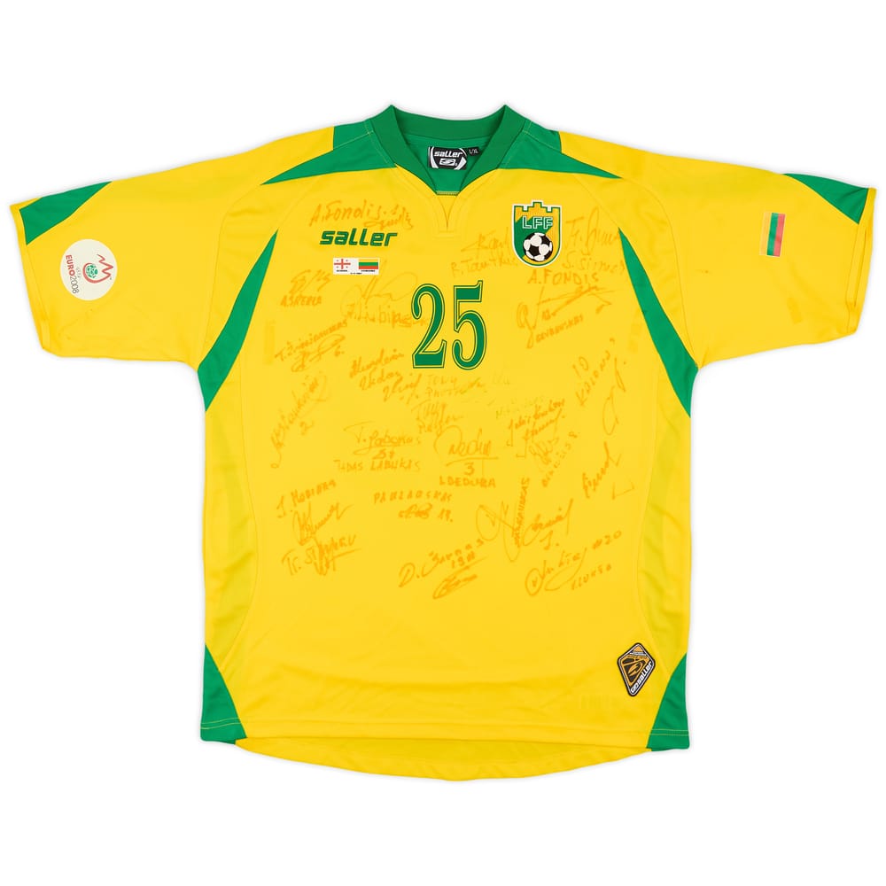 2007 Lithuania Match Issue Squad Signed Home Shirt #25