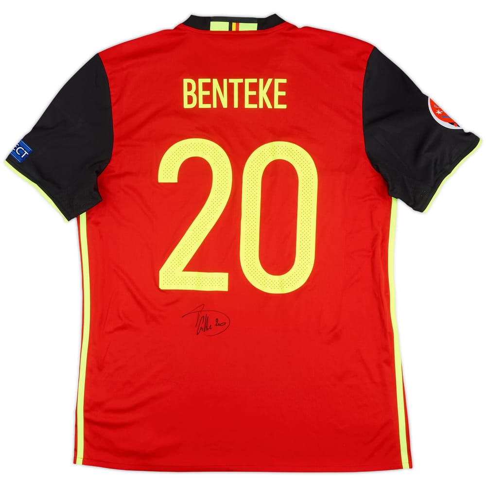 2016 Belgium Player Issue Signed Euro 2016 Home Shirt Benteke #20 - 5/10 - (L)