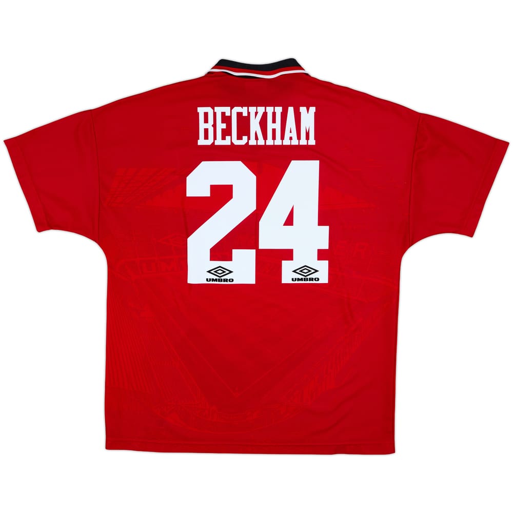 1994-96 Manchester United Home Shirt Beckham #24 - 9/10 - (XL)