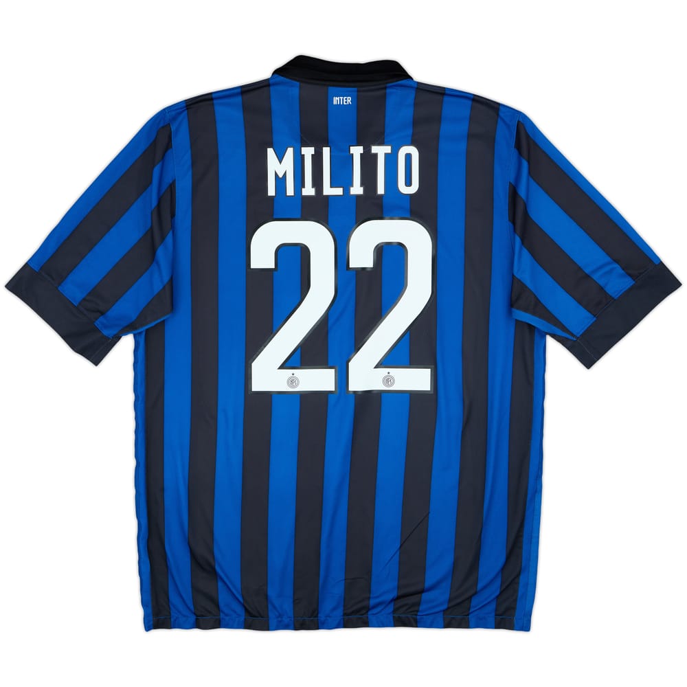 2011-12 Inter Milan Home Shirt Milito #22 - 7/10 - (XL)