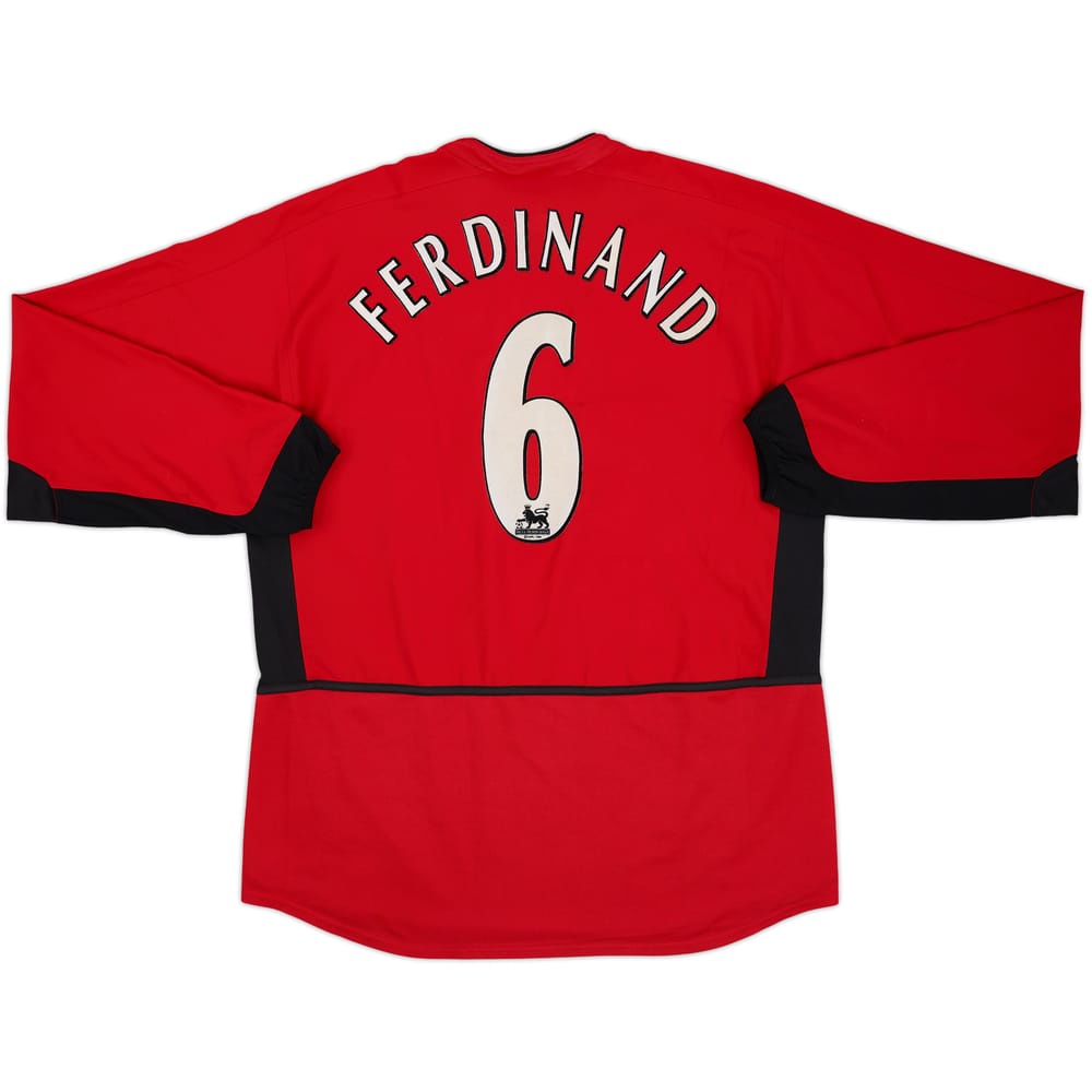 2002-04 Manchester United Home L/S Shirt Ferdinand #6 - 9/10 - (L)