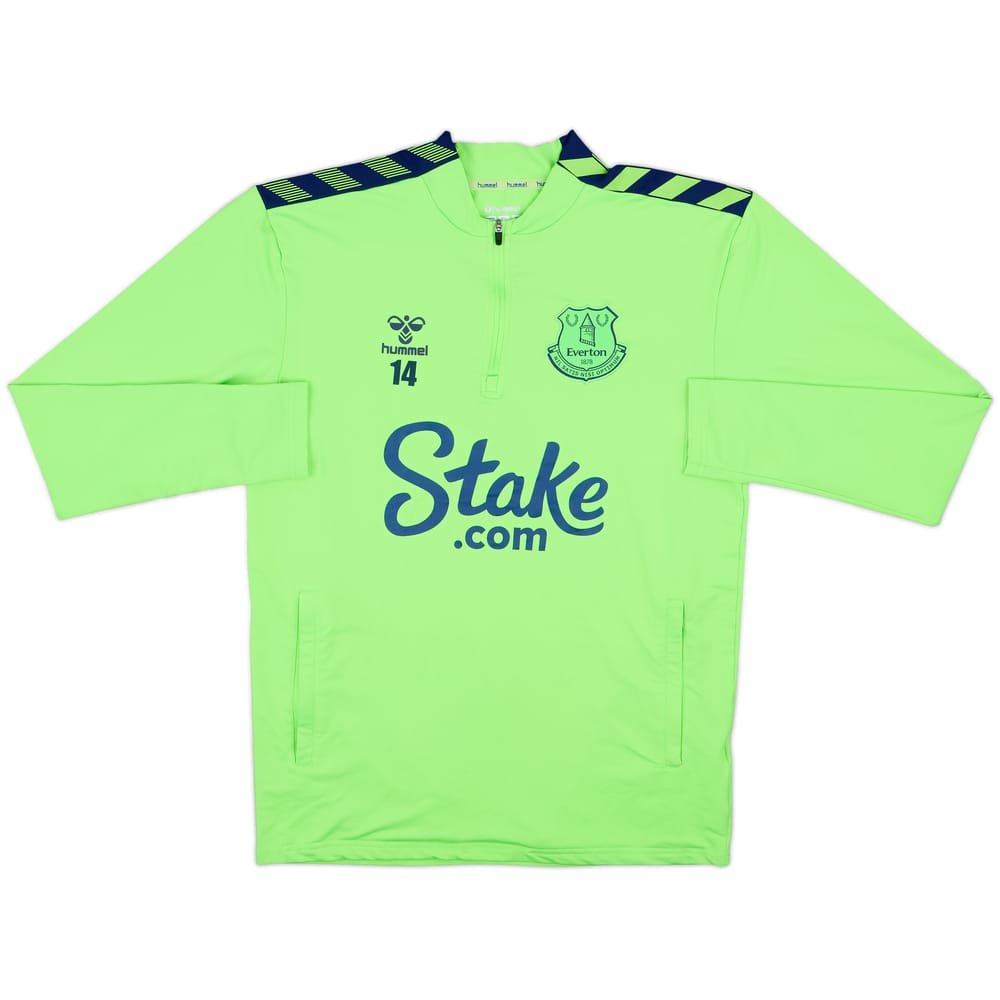 2022-23 Everton Player Issue Hummel 1/4 Zip Drill Top #14 - 8/10 - (S)