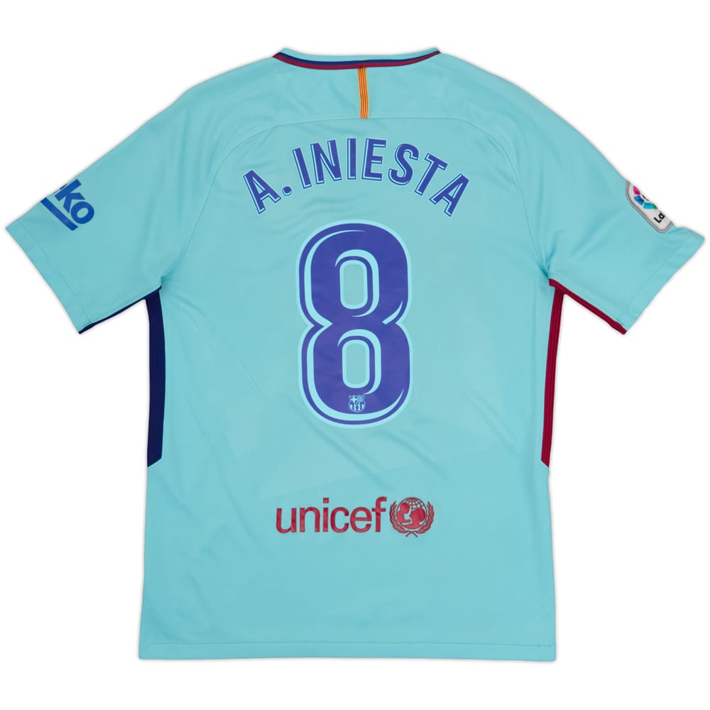 2017-18 Barcelona Away Shirt A.Iniesta #8 - 7/10 - (M)