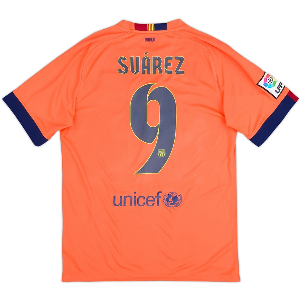 2014-15 Barcelona Away Shirt Suarez #9 - 10/10 - (M)