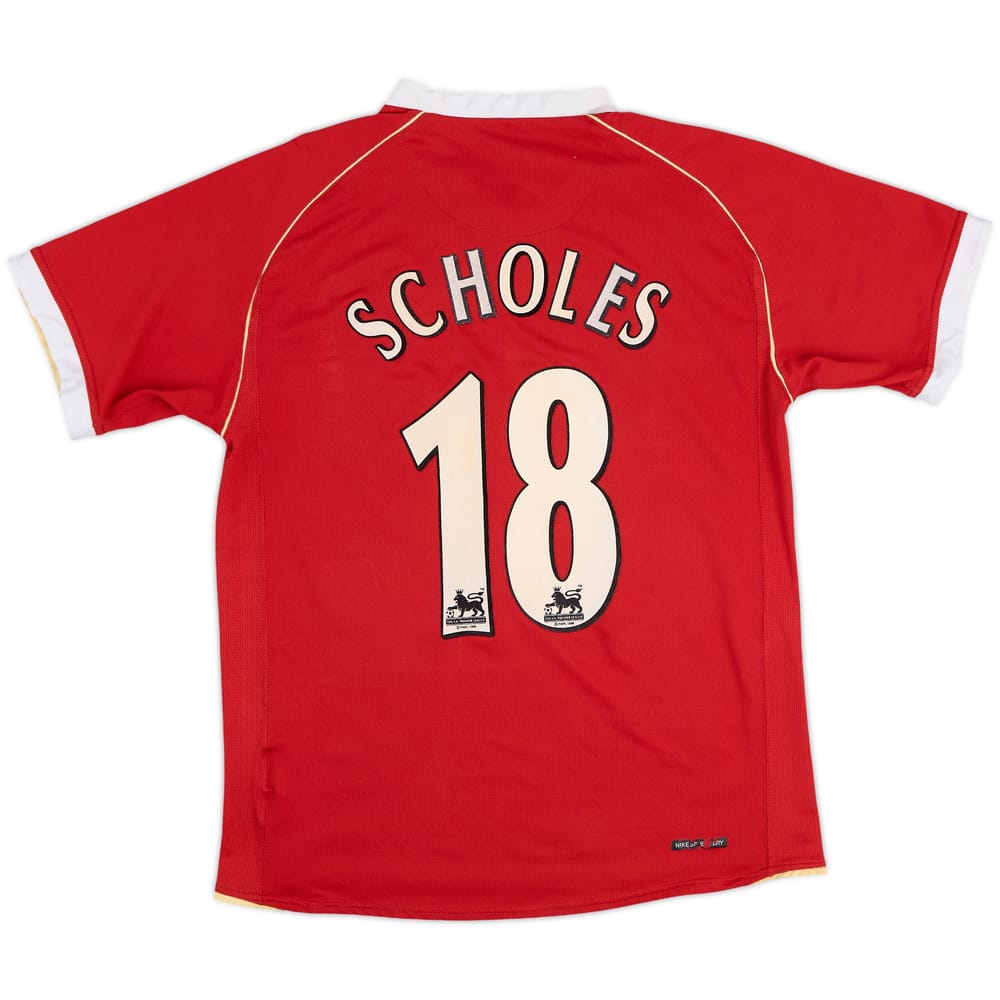 2006-07 Manchester United Home Shirt Scholes #18 - 6/10 - (S)