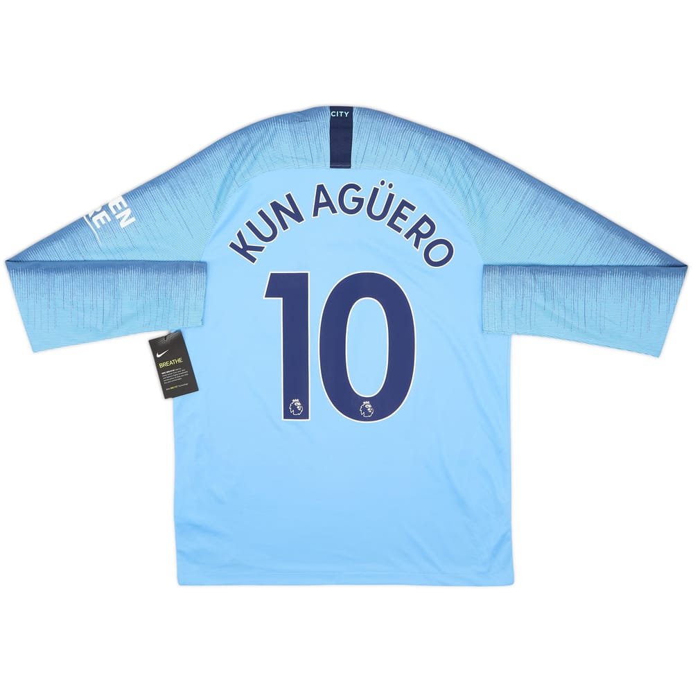 2018-19 Manchester City Home L/S Shirt Kun Aguero #10 (M)