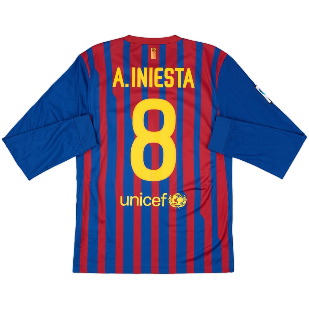 2011-12 Barcelona Home L/S Shirt A.Iniesta #8 - 8/10 - (S)