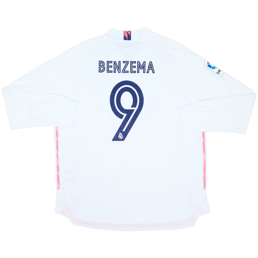 2020-21 Real Madrid Authentic Home L/S Shirt Benzema #9 (XXL)