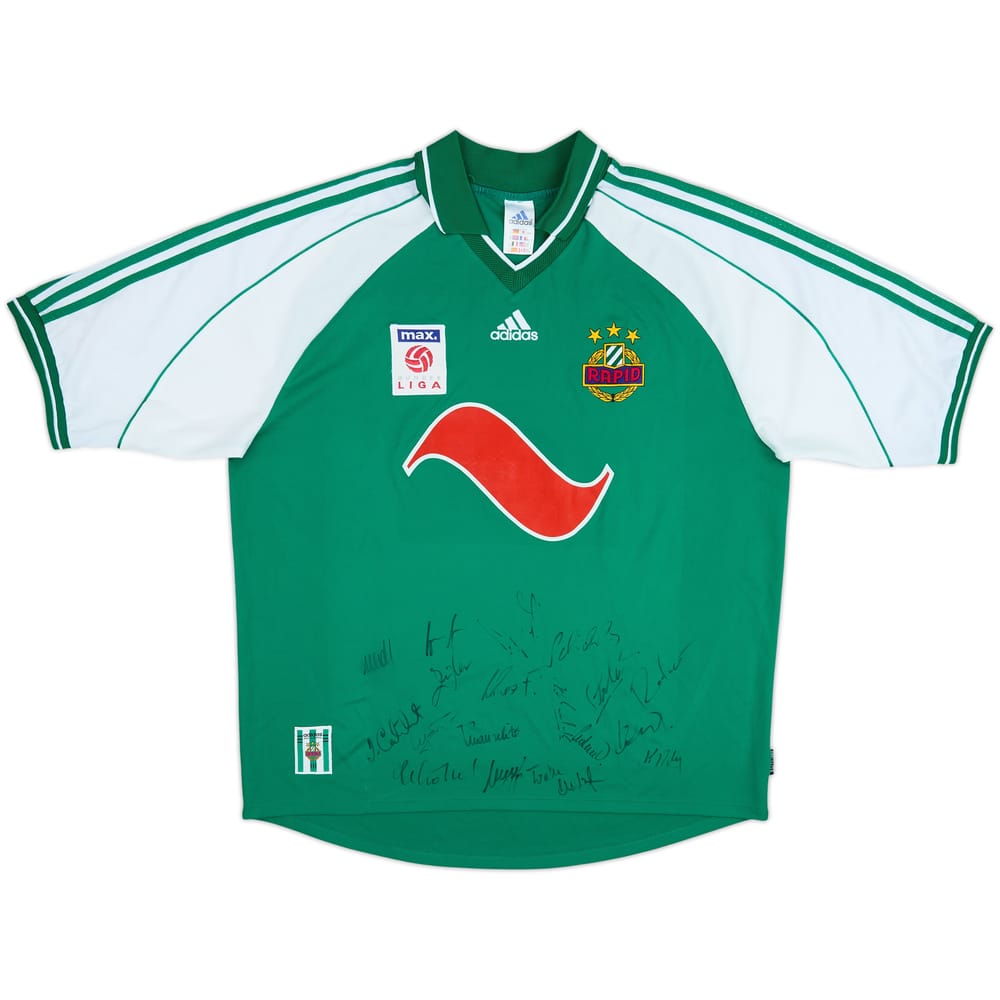 2000-01 Rapid Vienna Home Squad Signed Home Shirt - 6/10 - (XL)
