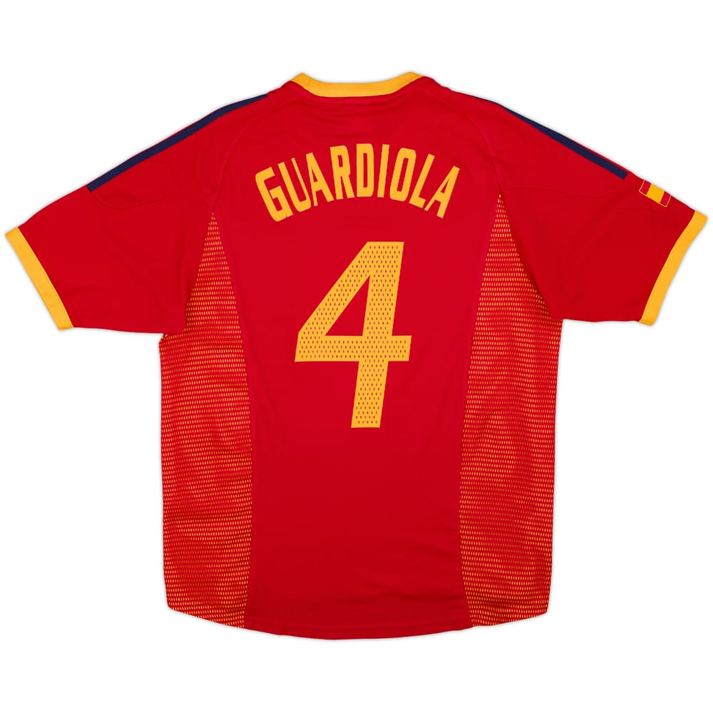 2002-04 Spain Home Shirt Guardiola #4 - 8/10 - (M)