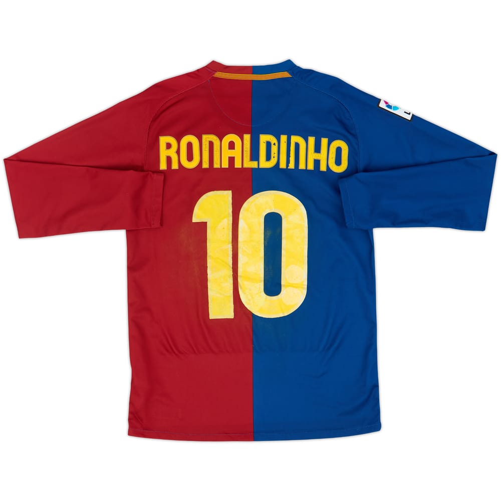 2008-09 Barcelona Home L/S Shirt Ronaldinho #10 - 5/10 - (S)