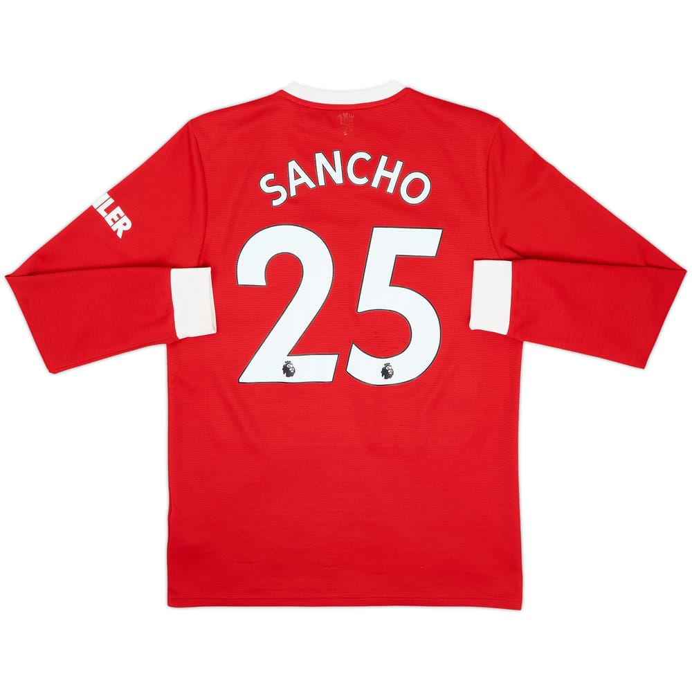 2021-22 Manchester United Home L/S Shirt Sancho #25 - 8/10 - (M)