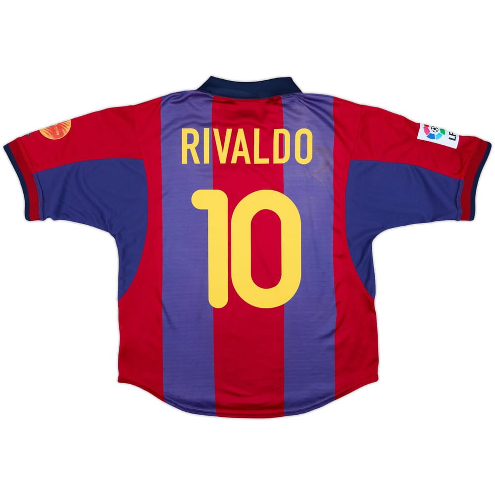2000-01 Barcelona Home Shirt Rivaldo #10 - 8/10 - (M)