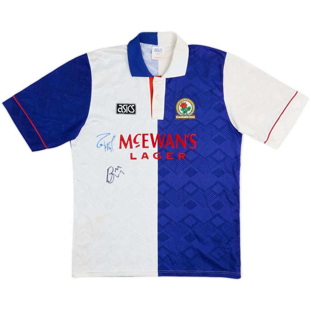 1992-94 Blackburn Signed Home Shirt - 6/10 - (M)