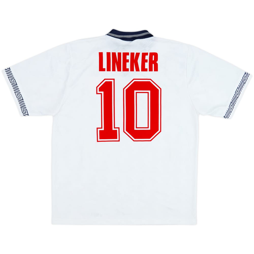 1990-92 England Home Shirt Lineker #10 - 9/10 - (L)