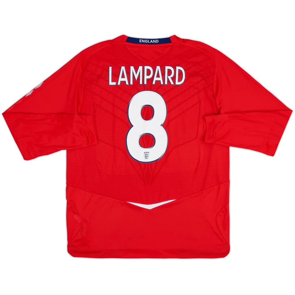 Camiseta de visitante de Manga Larga de England 2008-10 Lampard #8 - 10/10 - (XL)