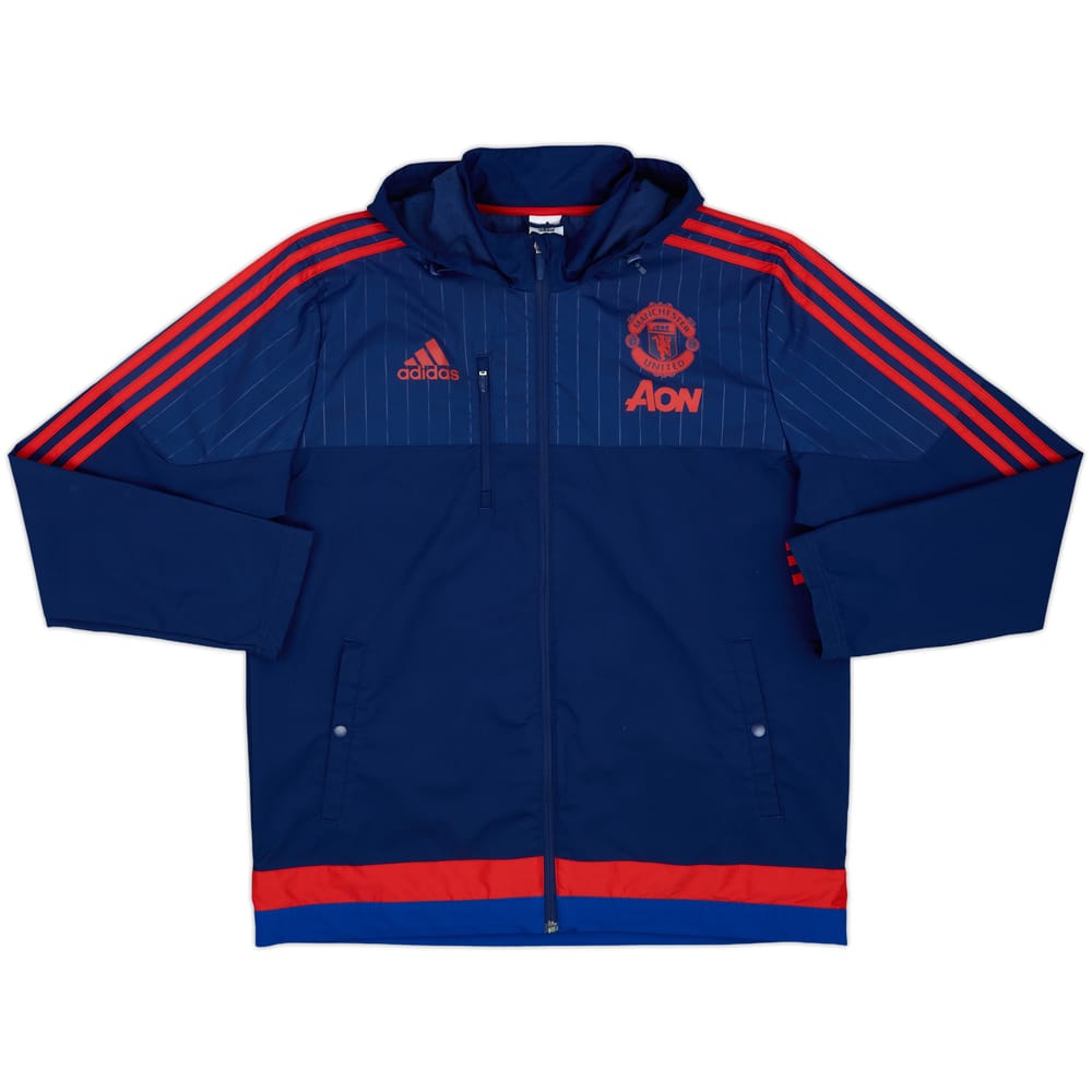 2015-16 Manchester United adidas Hooded Rain Jacket - 9/10 - (L)