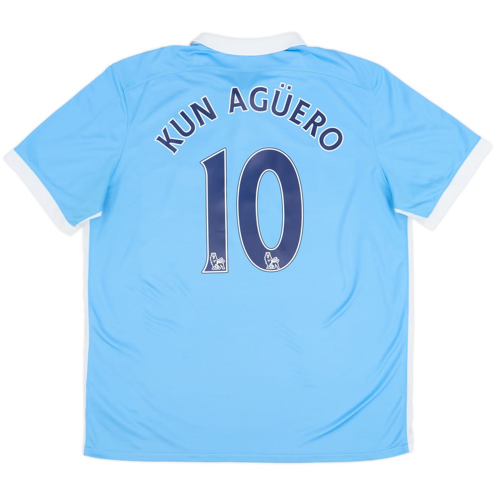 2015-16 Manchester City Home Shirt Kun Aguero #10 - 9/10 - (XL)