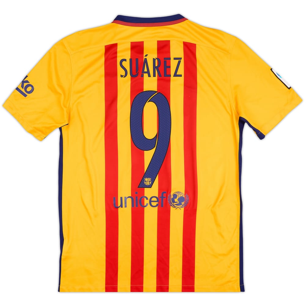 2015-16 Barcelona Away Shirt Suarez #9 - 7/10 - (M)