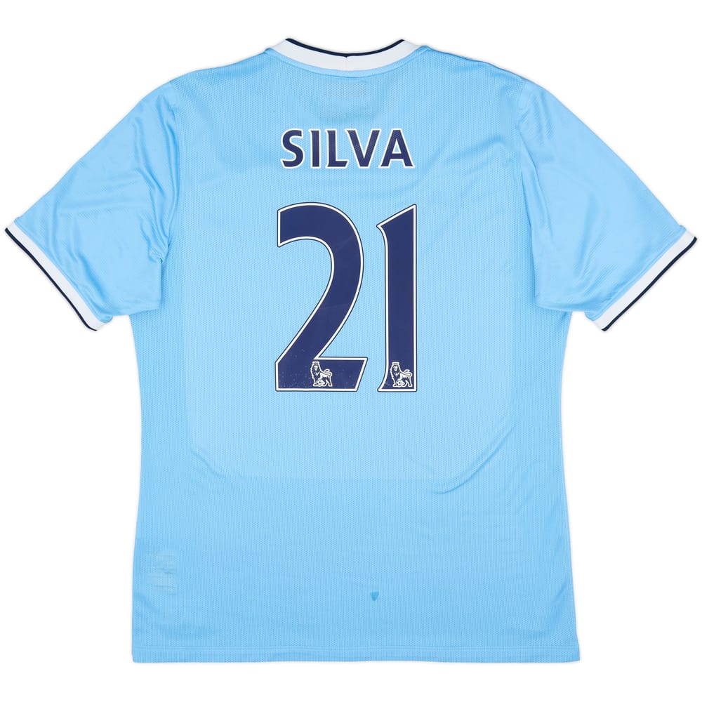 2013-14 Manchester City Player Issue Home Shirt Silva #21 - 7/10 - (XL)
