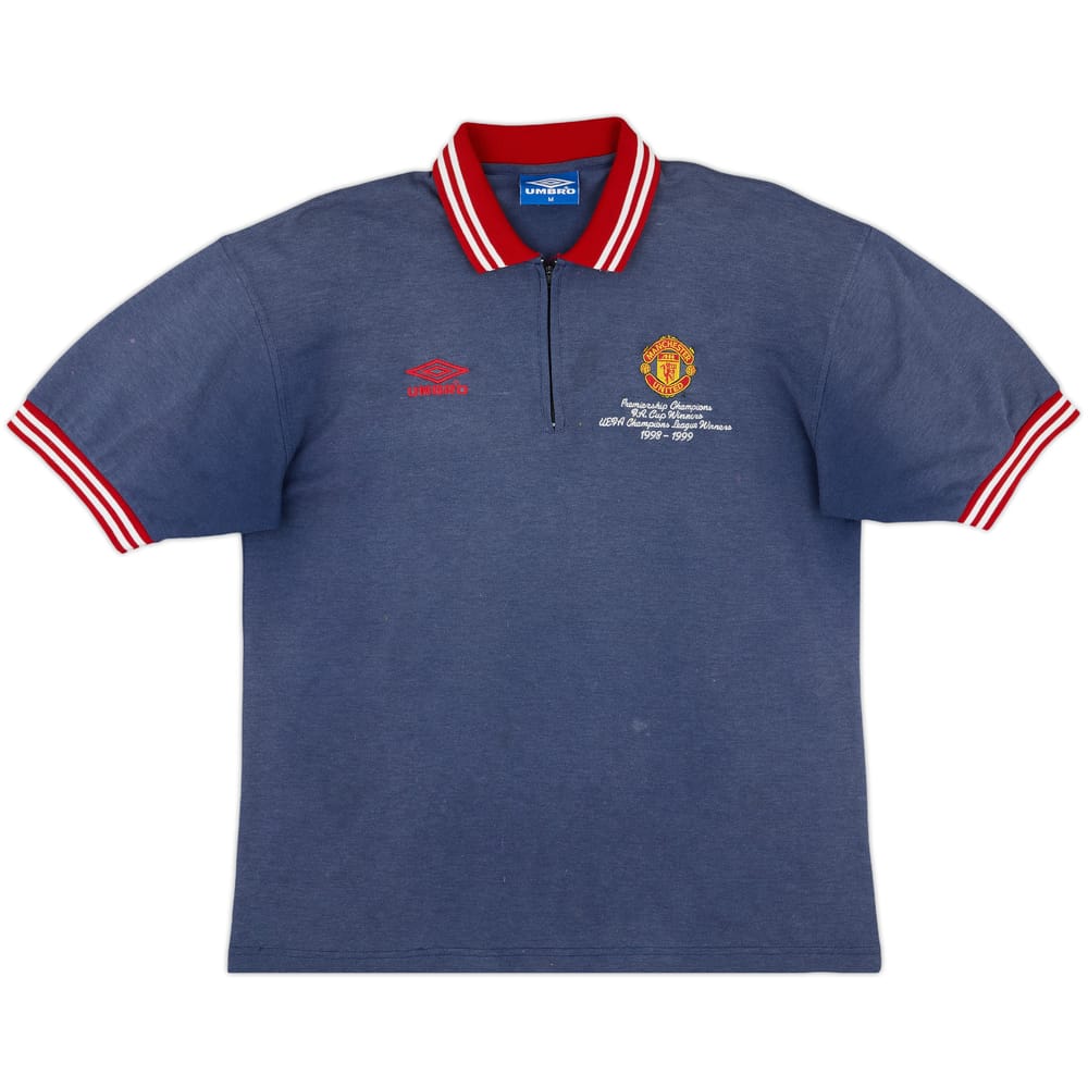 1998-99 Manchester United Umbro 1/4 Zip Polo Shirt - 6/10 - (M)