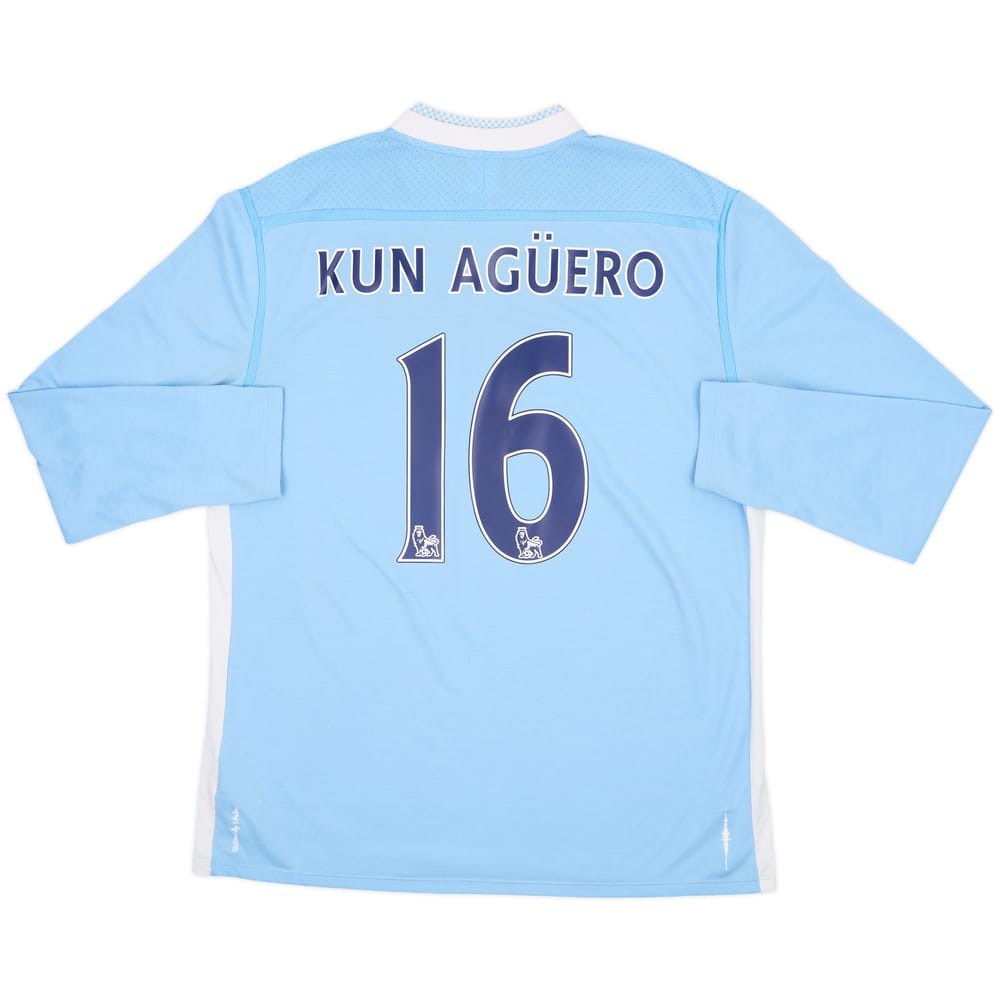 2011-12 Manchester City Home L/S Shirt Kun Aguero #16 - 5/10 - (L)