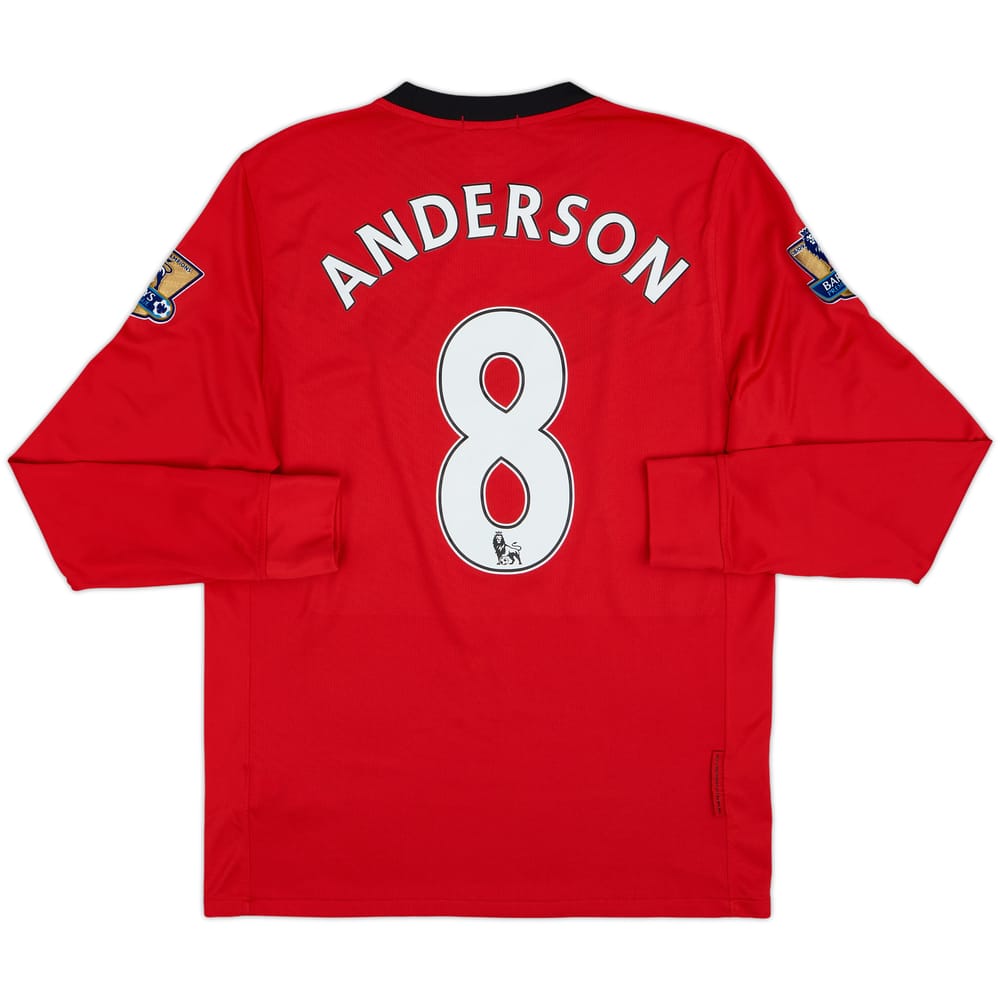 2009-10 Manchester United Home L/S Shirt Anderson #8 - 8/10 - (S)