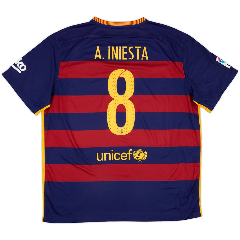 2015-16 Barcelona Home Shirt A.Iniesta #8 - 7/10 - (XXL)