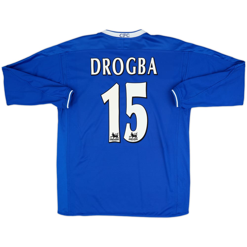 2003-05 Chelsea Home L/S Shirt Drogba #15 - 8/10 - (L)
