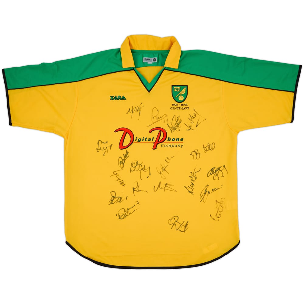 2001-03 Norwich Centenary Squad Signed Home Shirt - 8/10 - (XL)
