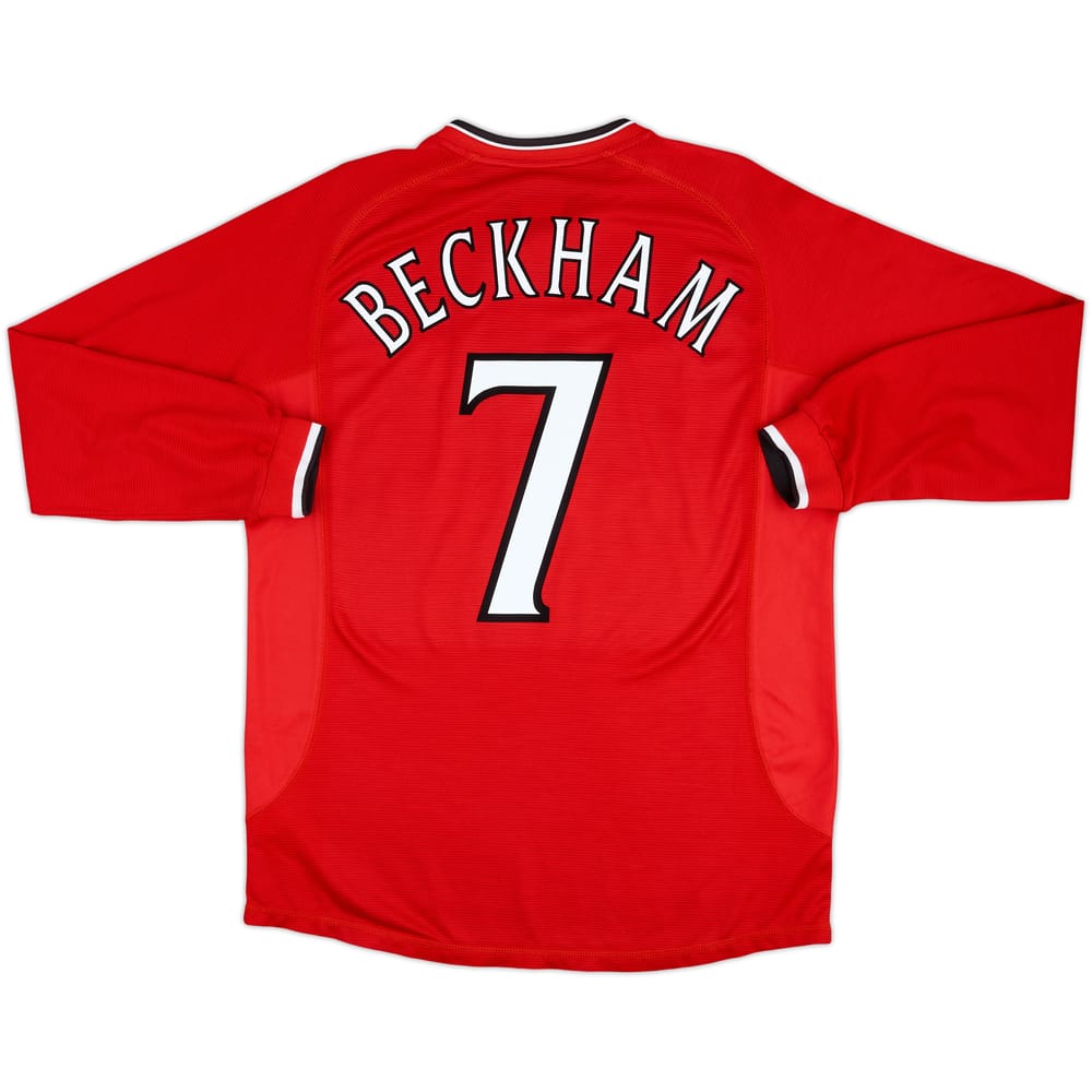 2000-02 Manchester United Home L/S Shirt Beckham #7 - 10/10 - (L)