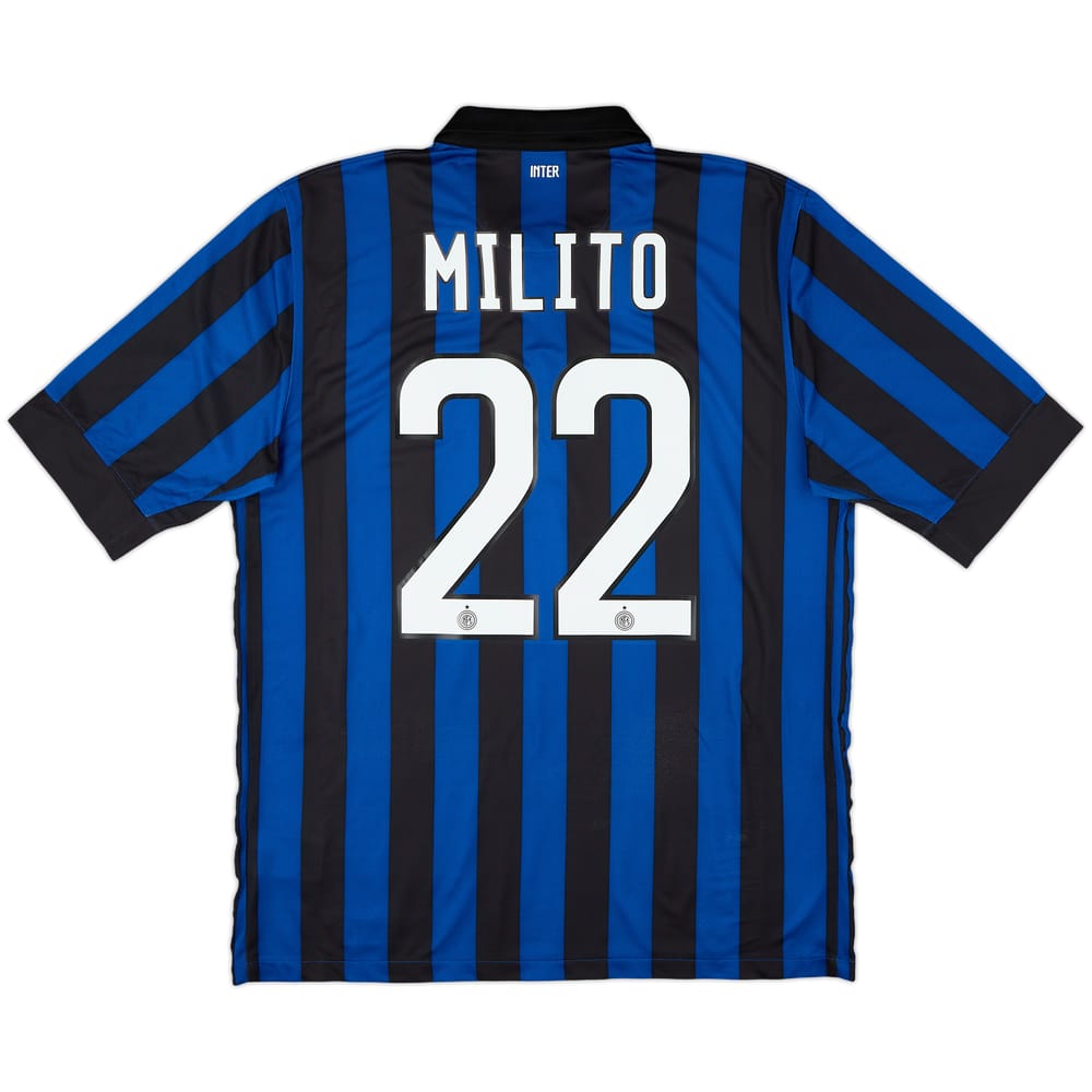 2011-12 Inter Milan Home Shirt Milito #22 - 8/10 - (L)