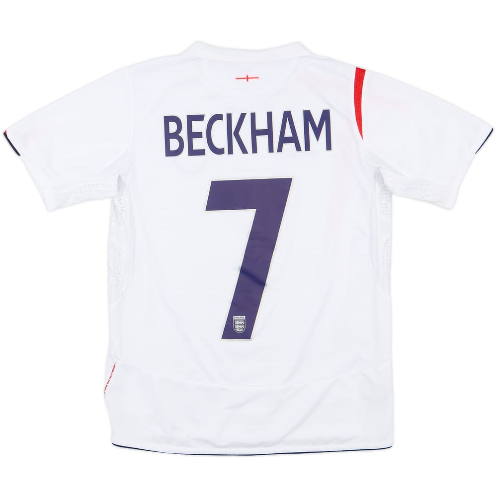 2005-07 England Home Shirt Beckham #7 - 8/10 - (L.Boys)