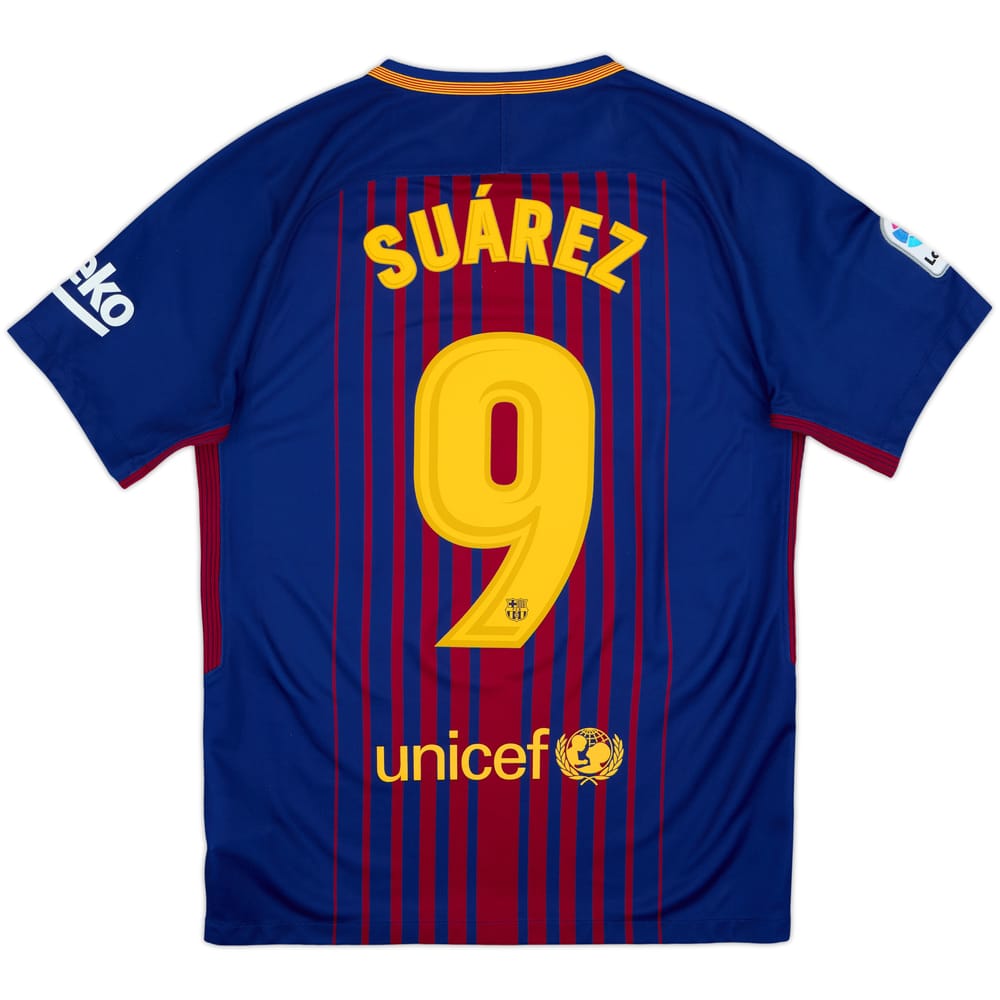 2017-18 Barcelona Home Shirt Suarez #9 - 9/10 - (S)