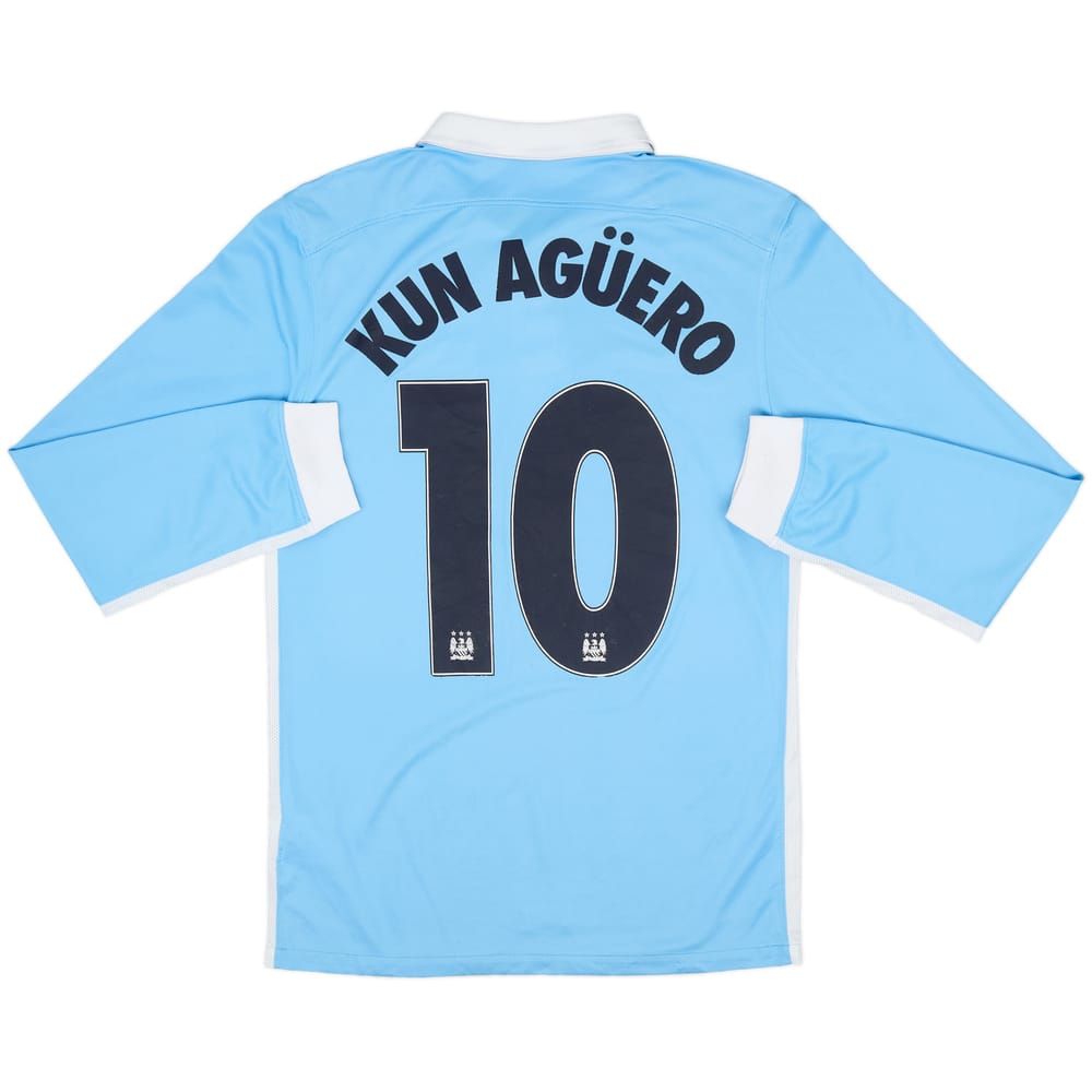 2015-16 Manchester City Home L/S Shirt Kun Aguero #10 - 4/10 - (S)