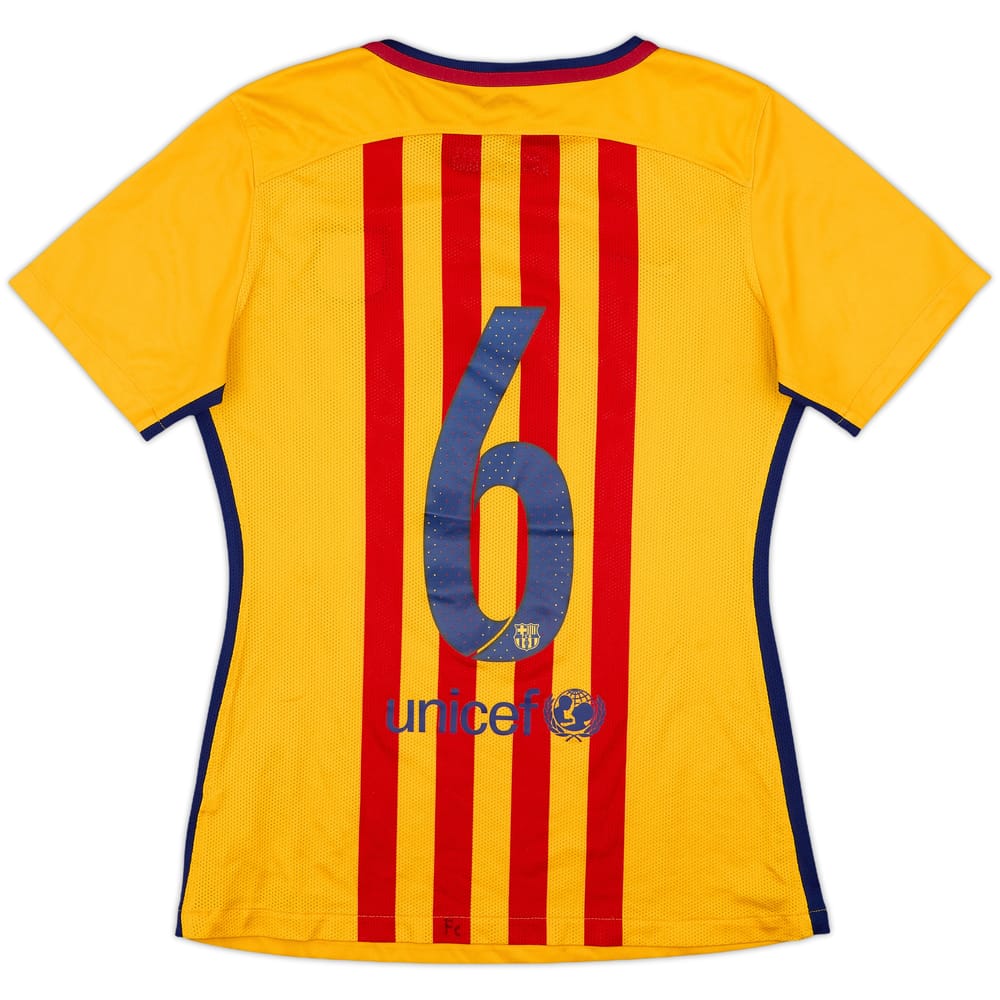 2015-16 Barcelona Player Issue Away Shirt #6 - 5/10 - (Women's M)