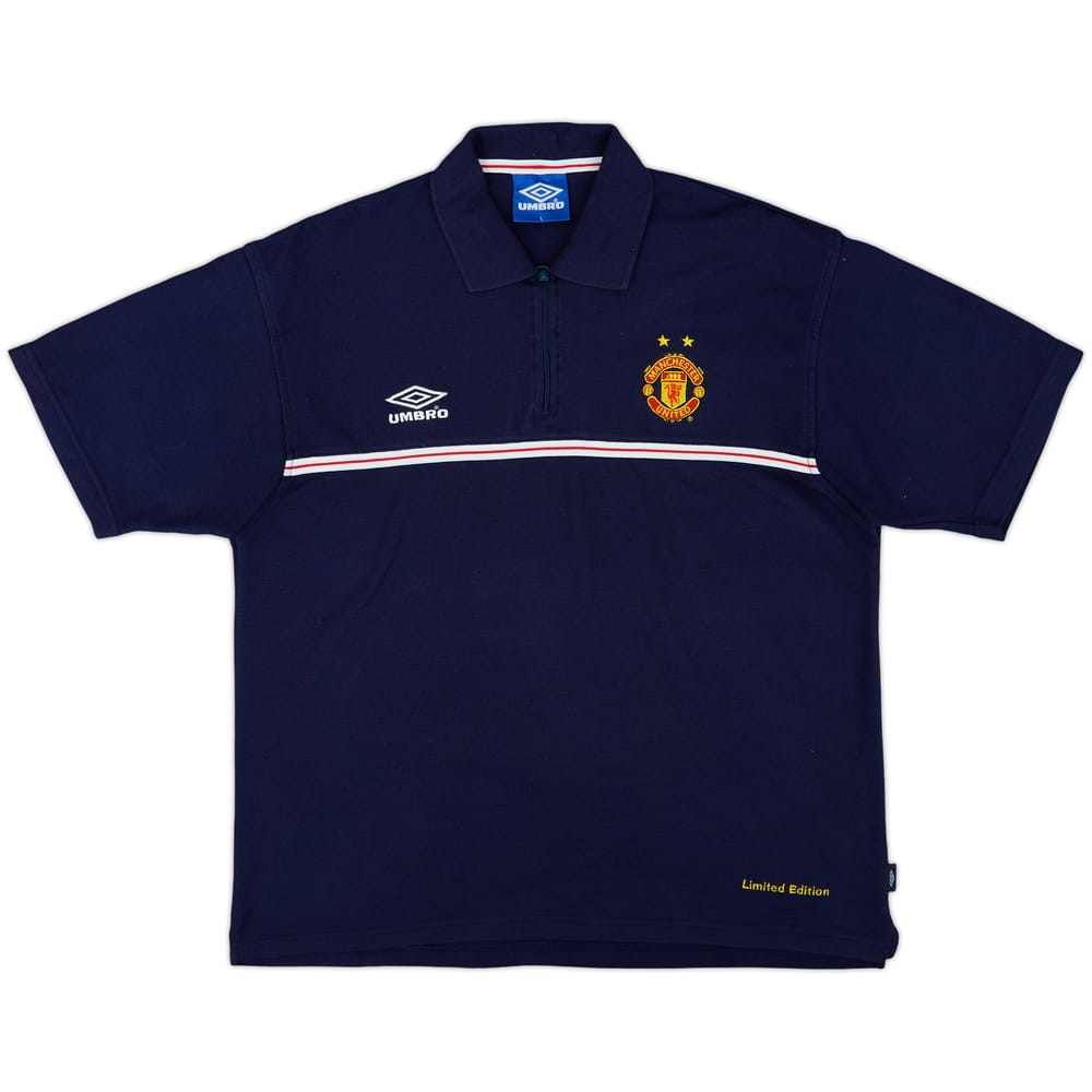 1999-00 Manchester United Umbro 1/4 Zip Polo Shirt - 8/10 - (L)