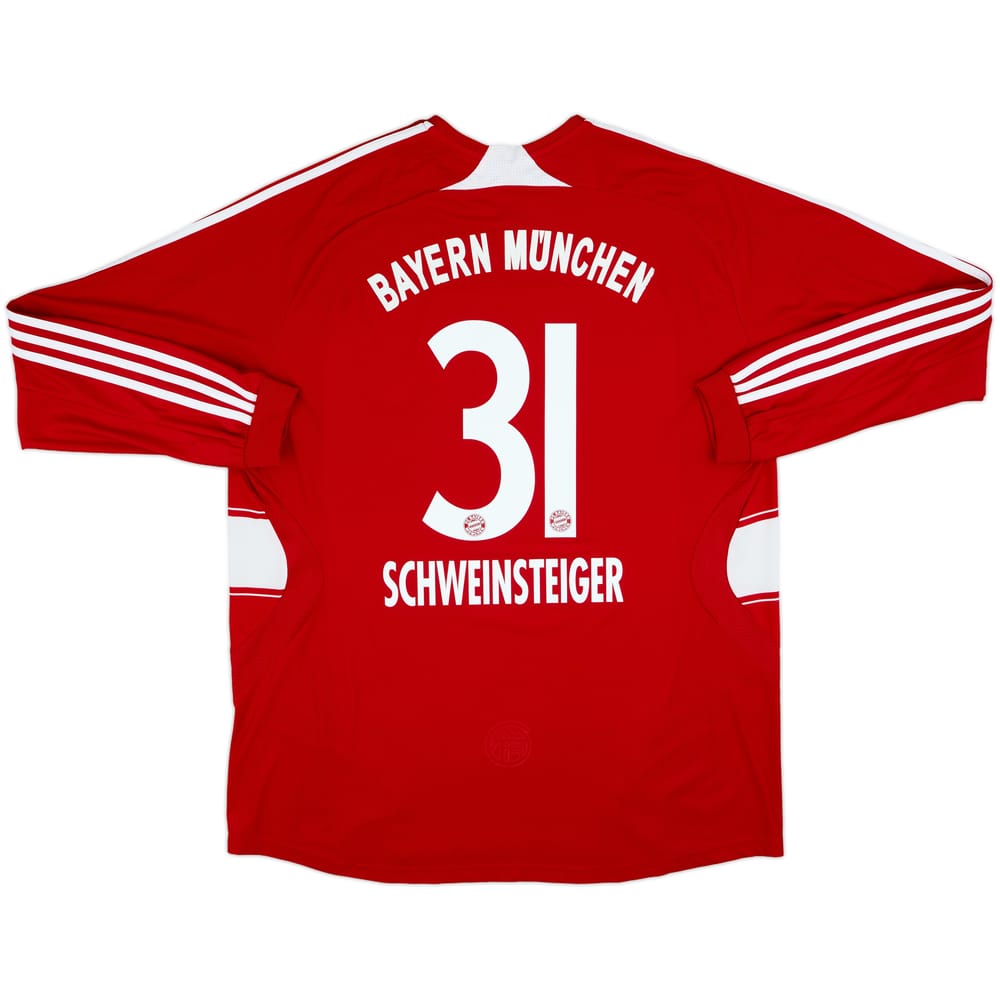 2008-09 Bayern Munich Home L/S Shirt Schweinsteiger #31 - 7/10 - (XXL)
