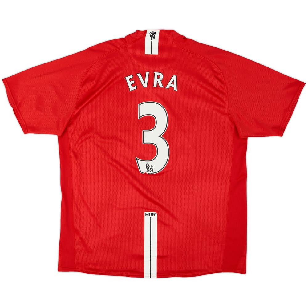 2007-09 Manchester United Home Shirt Evra #3 - 7/10 - (XL)