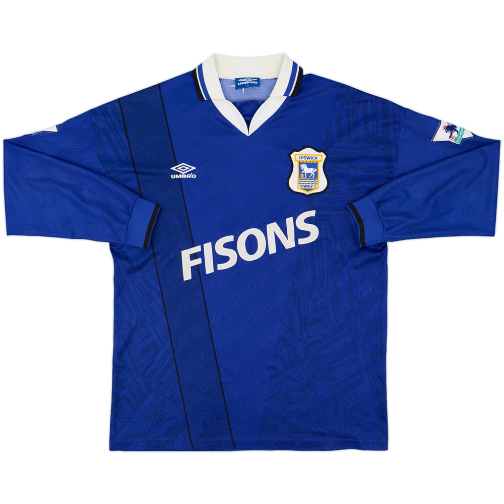 1994-95 Ipswich Town Player Issue Home L/S Shirt - 8/10 - (XL)