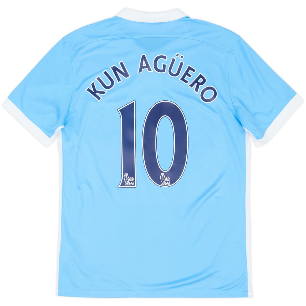 2015-16 Manchester City Home Shirt Kun Aguero #10 - 9/10 - (M)