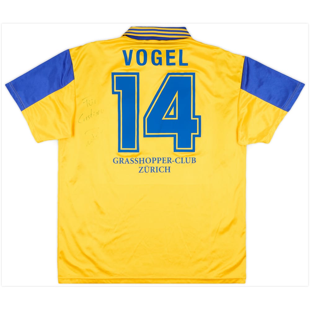 1997-98 Grasshoppers Match Issue Signed Away Shirt Vogel #14
