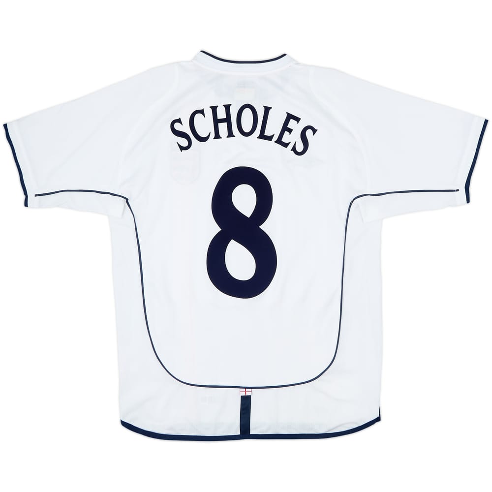 2001-03 England Home Shirt Scholes #8 - 7/10 - (M)
